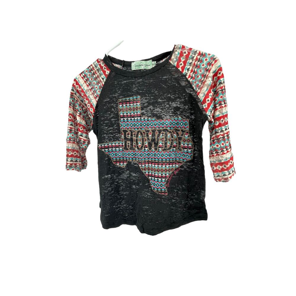 Southern Grace Girls Printed Burnout Howdy Texas T-Shirt Youth Size 10-12Y